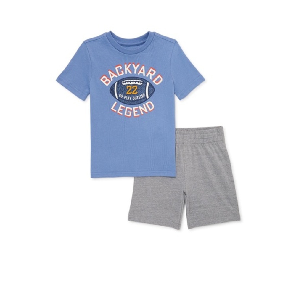 Little boy’s 2piece Blue T-shirt & gray Backyard legend shorts set size 7 new